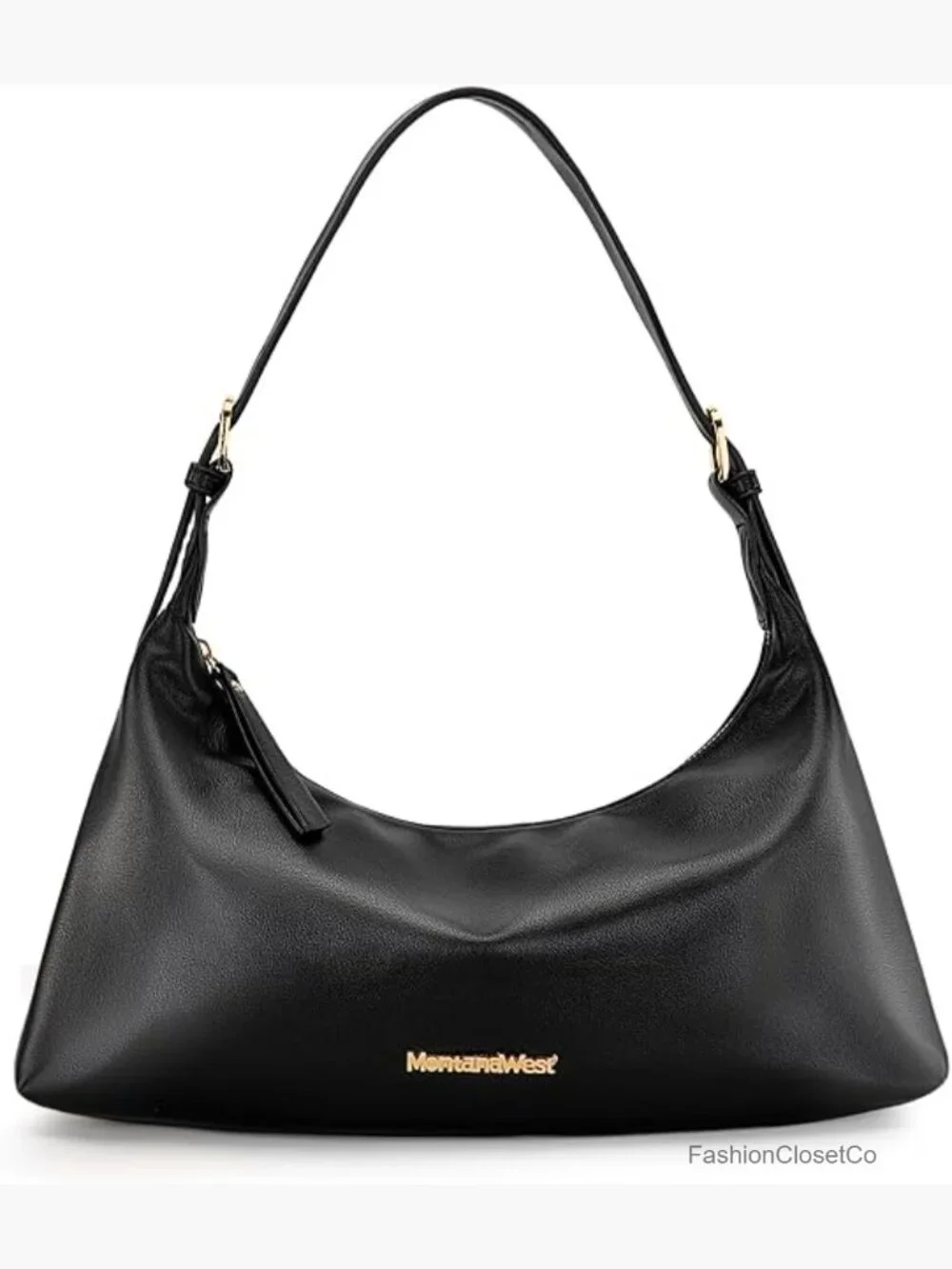 Medium Crescent Hobo Shoulder Bag Vegan Leather Crossbody Purse